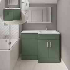 Modern Calm Green Bathroom Vanity Unit with Basin & Back to Wall Toilet – LH/RH