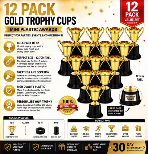 Gold trophy cups pack mini - gold,