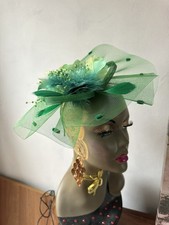 Green fascinator wedding - fascinator,,