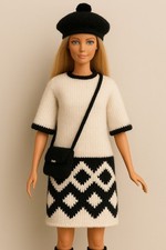 Winter Gallery Barbie Knitting Pattern - Tunic Dress, French Beret Bag – DK Yarn