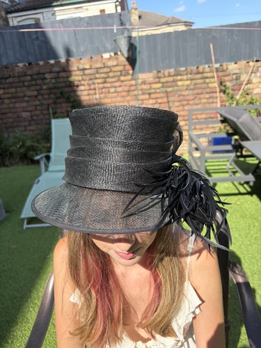 Black formal wedding hat with - black,