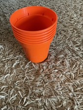 Been Used 6 9cm 3.5” Lightweight Orange Plastic Flower Pots Good Condition