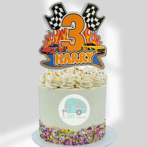 Racing car personalised cake - racing,