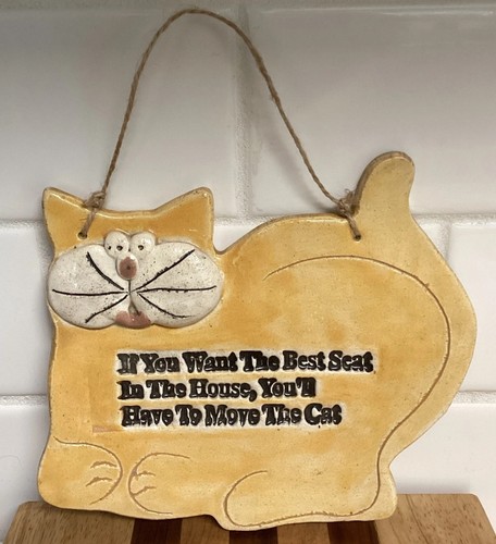 Vintage ceramic yellow cat - yellow,