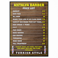 Barber Shop Salon Price List