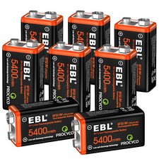EBL 9V Batteries 1-8 Packs