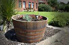 HOGSHEAD very LARGE Half Whiskey Barrel Oak Planter Wooden Flower Garden Pot Tub