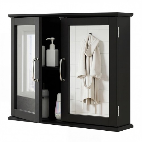 Wall cabinet black double - black,