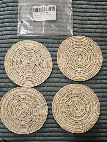 Beige round woven - beige, yarn