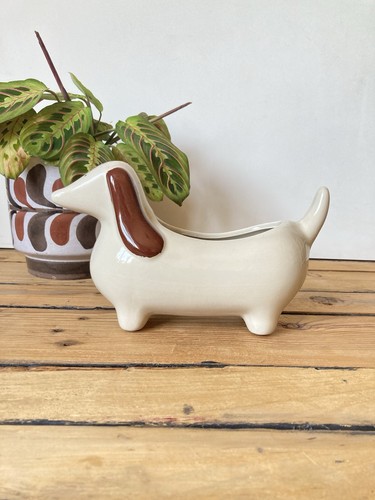 Dachshund dog planter ceramic - dog,