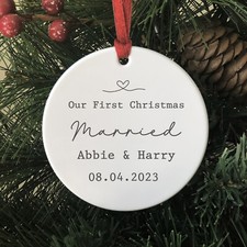 Our First Christmas Married decoration 2025 Mr & Mrs Bauble newly Wed Keepsake