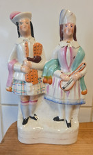 Antique Staffordshire Flatback Figure Scottish Musicians