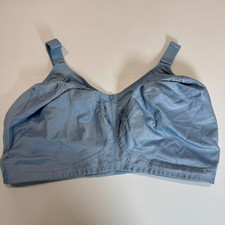 M&S Bra Size 46K Blue Wire Free Nonpadded Lace Detail Cotton Blend Full Cup Bra