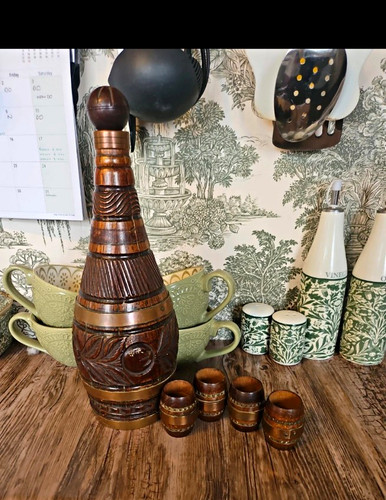 Antique fremch wooden decanter - antique,