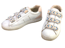Ash PHARELL Trainers Sneaker Beaded Strap White Pink Leather Embossed UK 7 EU 40