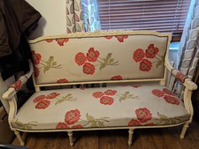 Antique French Chaise Lounge Chair Sofa Three Seated