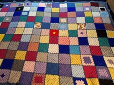 Vintage Handmade Granny Square Crochet Afghan  Blanket Throw 86” X 57” Retro 