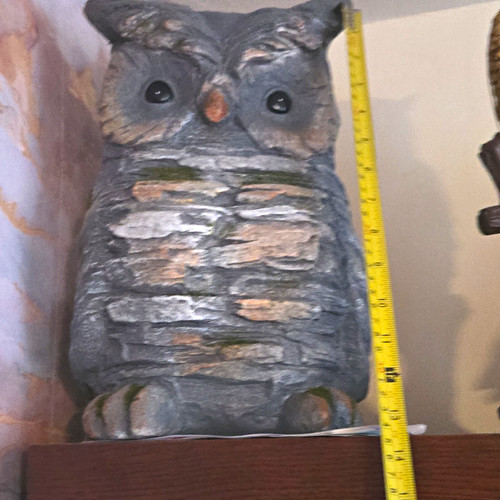 Grey resin owl garden statue - owl,