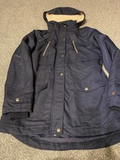 Girls Parka Style Hooded Coat Navy Age 10/11 Yrs GC ( New Look 915)