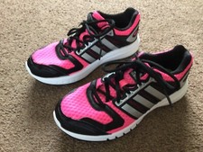 ?Womans Pink & Black Adidas Adiprene+  Run Strong Trainers UK 4 VGC Gym Activ