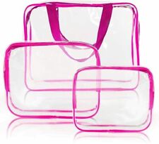 Set of 3 Cosmetic Makeup Toiletry Clear Transparent PVC Travel Wash Bag