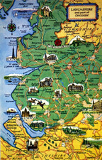 Postcard Comic Map Lancashire Cheshire England Chester Preston M. F. Peck Salmon