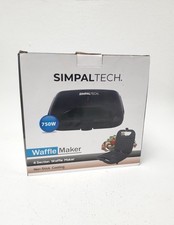 SimpalTech 750W Waffle Maker 4-Section Non-Stick Electric Iron Black