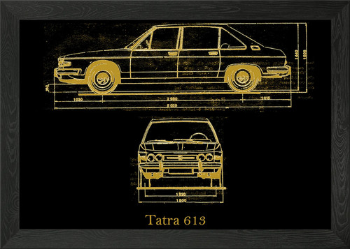 Tatra 613 blueprint gold - blueprint,