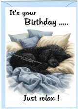 Poodle Black Dog Birthday Card (4"x 6") - blank inside - by Starprint