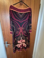 Dress, boat shaped neckline, 3/4 sleeves, below knee length, crease resistant 