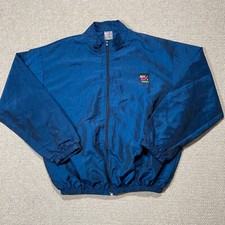 VINTAGE Surf Style Jacket Mens Large Blue Full Zip Beach Wear Shell Windbreaker