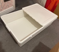 IKEA SOCKERBIT - Underbed Storage Box & Lid, White, 50x77x19 cm - Good Condition