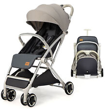 Lightweight Baby Stroller One-Hand Folding Compact Travel Stroller Grey