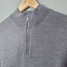 BNWOT NEW CHARLES TYRWHITT LARGE JUMPER ZIP LARGE GREY KNIT WOOL MERINO BR15
