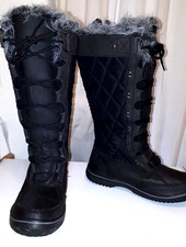 ALPINE 7/41 black quilted 1/2 furry lined lace up mid calf SNOW boots