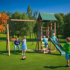 4-in-1 Cedar Swing Set: Slide