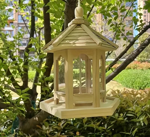 Wooden hanging bird - bird, feeder