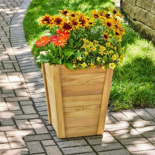 Tall wood planter - 16, in