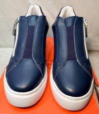 Ruth Langsford Leather Trainers UK 7 / 40 Womens Navy Blue Platform Wedge Zip