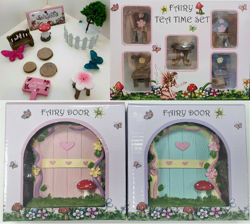 Fairy door pink blue heart - blue,