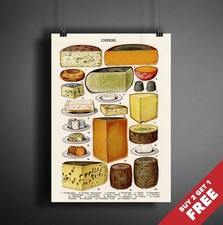VINTAGE CHEESE CHART POSTER A3