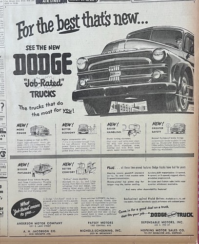 Large 1951 newspaper - ad, for