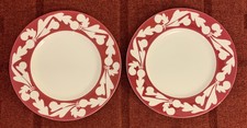 2 Wedgwood Bone China Coronation Red & White Tea / Side Plates 7"