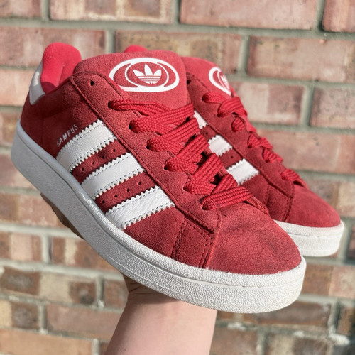 Adidas campus red - red/white, suede