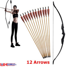 57 in Ambidextrous Takedown Recurve Bow 12Pcs Arrows Set Archery Right Left Hand