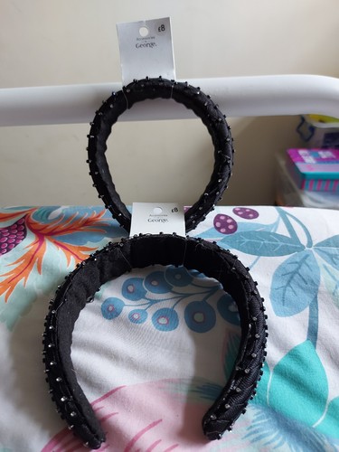 Black diamante headband 2 - diamante,