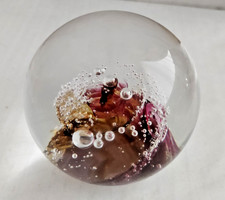 Vintage red/pink And gold  Swirl Design Art Glass Paperweight