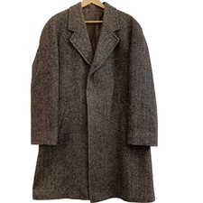 Ransome 5000 Coat Size 43 Brown Wool Tweed Men's Formal Overcoat Preloved