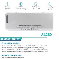 Replace A1280 Battery Fr Apple MacBook 13"Aluminum Unibody 2008 MB466 MB771 56WH