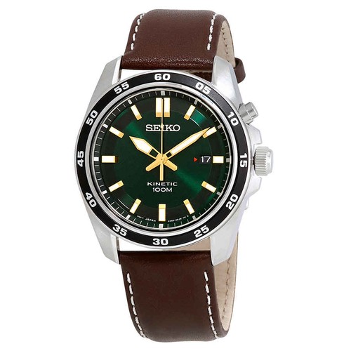 Seiko kinetic green dial brown - seiko,
